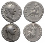 Lot of 2 Roman Imperial AR Denarii, including Titus and Domitian. Lot sold as is, no return
