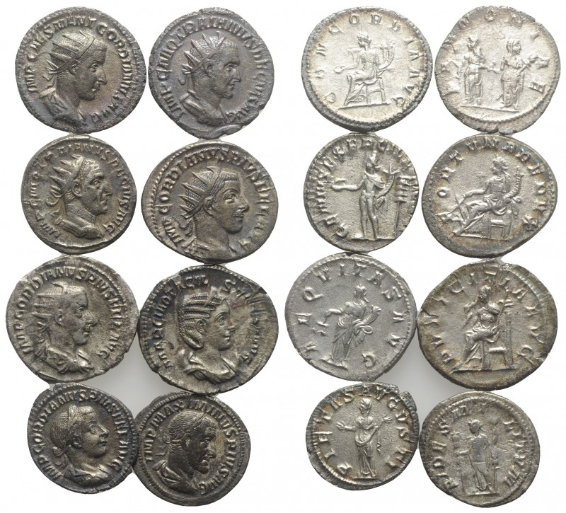 Lot of 8 Roman Imperial AR Denarii and Antoninianii, including Gordian III, Maxi...