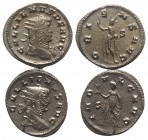Gallienus (253-268). Lot of 2 Antoninianii (R/ Indulgentia and Sol). Lot sold as is, no return