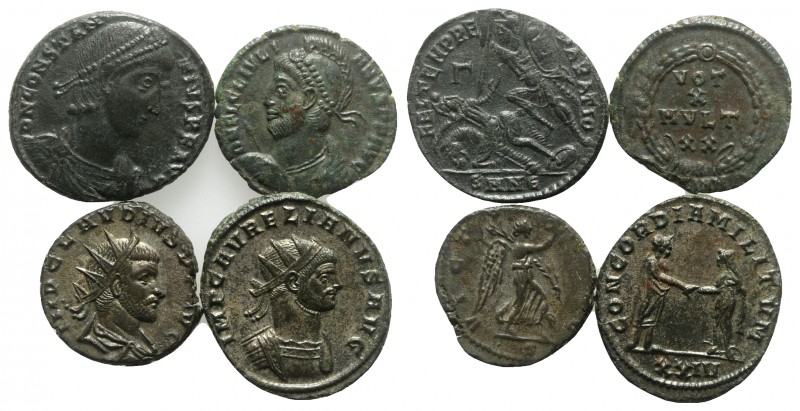 Lot of 4 Roman Imperial coins, including 2 Antoninianii (Aurelian and Claudius I...