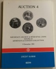 Credit Suisse. Auktion 4. Important ancien & medieval coins, including Armenian & Judaean collection. Berne, 3 Dcember 1985. Brossura editoriale. 133 ...