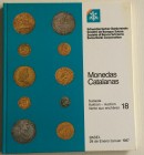 SBV Auktion 18 Monedas Catalanas. Basel 28 Januar 1987. Cartonato ed. pp. 151, lotti 1046, ill. in b/n. Tavv. 4 di ingrandimenti a colori. Ottimo stat...