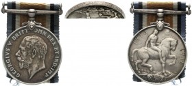 Orden und Ehrenzeichen, Großbritannien, George V., 1911-1936
British War Medal 1914/1918 (verliehen bis 1920). Signatur W.M.M. Kopf George V. l./nack...