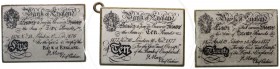 Banknoten, Ausland, Großbritannien
3 Miniaturen in Form von Knopfloch, bzw. Manchettenknöpfen. Messing emailliert. 5, 10 und 20 Pfund-Noten v. 1876 u...