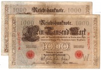 Banknoten, Die deutschen Banknoten ab 1871 nach Rosenberg, Deutsches Reich, 1871-1945
2 X 1000 Mark 26.07.1906. Serien B und C. 
III-IV
