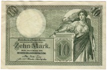 Banknoten, Die deutschen Banknoten ab 1871 nach Rosenberg, Deutsches Reich, 1871-1945
10 Mark 6.10.1906. KN 6-stellig, Serie Y. 
I-, selten