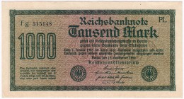 Banknoten, Die deutschen Banknoten ab 1871 nach Rosenberg, Deutsches Reich, 1871-1945
1000 Mark 15.9.1922 KN 6-stellig schwarzblau, FZ: PL, Wz. Gitte...