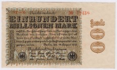 Banknoten, Die deutschen Banknoten ab 1871 nach Rosenberg, Deutsches Reich, 1871-1945
100 Mio. Mark 22.8.1923. KN 5-stellig, Serie YZ-R. 
I-II, link...