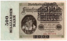 Banknoten, Die deutschen Banknoten ab 1871 nach Rosenberg, Deutsches Reich, 1871-1945
500 Mrd. Mark Überdruck auf dem nicht ausgegebenen 5000-Mark-Sc...