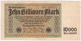 Banknoten, Die deutschen Banknoten ab 1871 nach Rosenberg, Deutsches Reich, 1871-1945
10 Bio. Mark 1.11.1923. KN 6-stellig, FZ: V braun. 
III, kl. E...