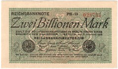 Banknoten, Die deutschen Banknoten ab 1871 nach Rosenberg, Deutsches Reich, 1871-1945
2 Bio. Mark 5.11.1923. WZ Hakensterne. KN 6-stellig, FZ: schwar...