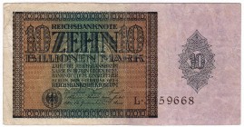 Banknoten, Die deutschen Banknoten ab 1871 nach Rosenberg, Deutsches Reich, 1871-1945
10 Billionen Mark 1.2.1924. Serie L. 
IV-III