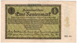 Banknoten, Die deutschen Banknoten ab 1871 nach Rosenberg, Deutsches Reich, 1871-1945
1 Rentenmark 1.11.1923. KN 6-stellig, FZ: WB 44. 
III, selten