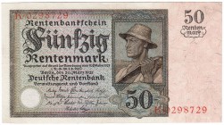 Banknoten, Die deutschen Banknoten ab 1871 nach Rosenberg, Deutsches Reich, 1871-1945
50 Rentenmark 20.3.1925. Serie K. 
gutes III, selten
