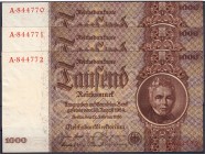 Banknoten, Die deutschen Banknoten ab 1871 nach Rosenberg, Deutsches Reich, 1871-1945
3 X 1000 Reichsmark 22.2.1936. Serie G/A, mit fortlaufenden Nr....
