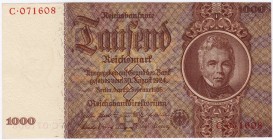 Banknoten, Die deutschen Banknoten ab 1871 nach Rosenberg, Deutsches Reich, 1871-1945
1000 Reichsmark 22.2.1936. Serie E/C. 
I-, selten in dieser Er...