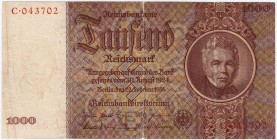 Banknoten, Die deutschen Banknoten ab 1871 nach Rosenberg, Deutsches Reich, 1871-1945
1000 Reichsmark 22.2.1936. Serie E/C. 
III-IV