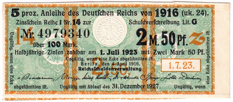 Banknoten, Die deutschen Banknoten ab 1871 nach Rosenberg, Deutsches Reich, 1871...