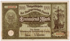Banknoten, Die deutschen Banknoten ab 1871 nach Rosenberg, Deutsches Reich, 1871-1945, Deutsche Kolonien und Nebengebiete, Danzig, Freie Stadt
1000 M...