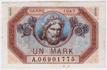 Banknoten, Die deutschen Banknoten ab 1871 nach Rosenberg, Deutsches Reich, 1871-1945, Saargebiet und Saarland, 1920-1947
1 Saarmark 1947. Serie A. ...