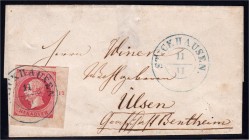 Briefmarken, Deutschland, Altdeutschland, Hannover
1 Gr. Freimarke 1859, Farbe "b=karmin". Die breit- bis überrandige Marke aus der rechten unteren "...