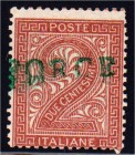 Briefmarken, Ausland, Italien
"FORCE", seltener grüner Kirchenstaat - L1 auf 2 Cent Ziffer, es sind nur wenige Stücke bekannt, signiert und mit Fotob...