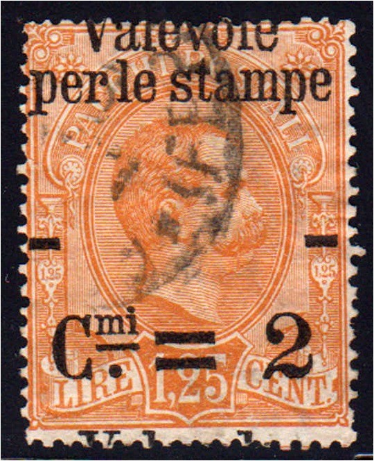 Briefmarken, Ausland, Italien
2 C. auf 10 C. Freimarke 1890, stark verschobener...