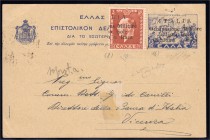 Briefmarken, Ausland, Italien
KAFALONIA UND ITHAKA 1941: 3 Dr. König als nicht abgestempelter Einzelwert mit Aufdruck auf 2 Dr. Ganzsachenkarte mit A...