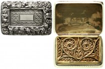 Varia, Silber, Großbritannien
Vinaigrette (Damen-Duftdöschen), Birmingham 1825 des Herstellers Joseph Wilmore. Innenvergoldung. 33 X 23 X 9 mm; 15,23...