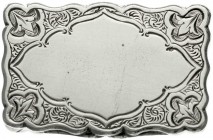 Varia, Silber, Großbritannien
Schnupftabakdose, Birmingham 1871 des Herstellers George Unite. 50 X 33 X 11 mm; 35,58 g.