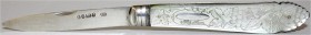 Varia, Silber, Großbritannien
Obstmesser, Sheffield 1875 des Herstellers Thomas Marples. Gesamtlänge ausgeklappt 143 mm. Sterlingsilber mit Perlmutt-...