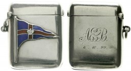 Varia, Silber, Großbritannien
Vesta Case (Streichholztresor), Chester 1896 des Herstellers Walter Needham. Mit emaillierter Flagge. Gravur "A.E.B. 6....