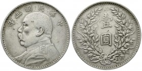 CHINA und Südostasien, China, Republik, 1912-1949
Dollar (Yuan) Jahr 3 = 1914. Präsident Yuan Shih-kai. 
sehr schön, kl. Randfehler, Chopmarks