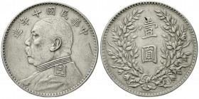 CHINA und Südostasien, China, Republik, 1912-1949
Dollar (Yuan) Jahr 10 = 1921, Präsident Yuan Shih-kai. 
sehr schön, Kratzer