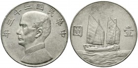 CHINA und Südostasien, China, Republik, 1912-1949
Dollar (Yuan) Jahr 23 = 1934. vorzüglich, kl. Randfehler