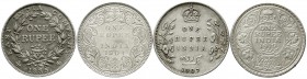 CHINA und Südostasien, Indien, Lots
4 Stück: Rupee 1835, 1901, 1907, 1919. 
sehr schön und besser