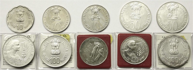 CHINA und Südostasien, Indien, Lots
10 Stück: 5 Silbermünzen und 5 Cu/Ni- Stück...