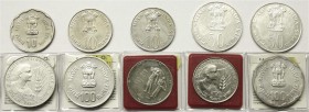 CHINA und Südostasien, Indien, Lots
10 Stück: 5 Silbermünzen und 5 Cu/Ni- Stücke aus 1975 bis 1981. Zu 5 X 10, 3 X 50 und 2 X 100 Rupees. 
Stempelgl...