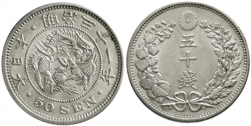 CHINA und Südostasien, Japan, Mutsuhito (Meiji), 1867-1912
50 Sen Jahr 31 = 189...