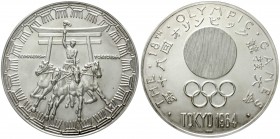 CHINA und Südostasien, Japan, Hirohito, 1926-1989
Große Silbermedaille 1964. Zur Olympiade in Tokyo. 65 mm, 79,90 g. Feinsilber. 
Stempelglanz