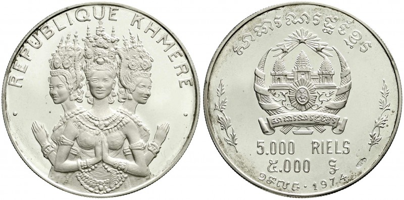 CHINA und Südostasien, Kambodscha, KHMER-Republik, 1970-1975
5000 Riels Silber ...