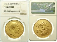 Ausländische Goldmünzen und -medaillen, Grossbritannien, Edward VII., 1902-1910
5 Pounds 1902, London. 39,95 g. 917/1000. Im NGC-Blister mit Grading ...