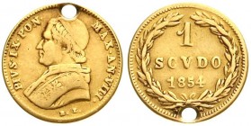 Ausländische Goldmünzen und -medaillen, Italien-Kirchenstaat, Pius IX., 1846-1878
Scudo 1854. 1,64 g. 
schön/sehr schön, gelocht