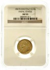 Ausländische Goldmünzen und -medaillen, Italien-Kirchenstaat, Pius IX., 1846-1878
10 Lire 1867 R. A XXII, großes Brustbild. Im NGC-Blister mit Gradin...