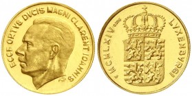 Ausländische Goldmünzen und -medaillen, Luxemburg, Jean, 1964-2000
Goldmedaille 1964. Auf seinen Regierungsantritt. 21 mm; 6,31 g. 986/1000. 
Polier...