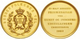 Ausländische Goldmünzen und -medaillen, Norwegen, Oskar II., 1872-1905
Gold-Preismedaille im Gewicht von 100 Kronen (12 Dukaten) 1883. Kunst- und Ind...