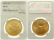 Ausländische Goldmünzen und -medaillen, Vereinigte Staaten von Amerika, Unabhängigkeit, seit 1776
20 Dollars 1900, Philadelphia. Coroned Head. 33,44 ...