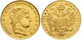 Gold der Habsburger Erblande und Österreichs, Haus Habsburg, Ferdinand I., 1835-1848
Dukat 1848 B, Kremnitz. 3,49 g. 
vorzüglich