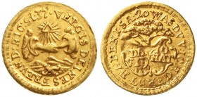 Gold der Habsburger Erblande und Österreichs, Kremnitz
1/4 Dukat o.J. (um 1740), von Jeremias Roth von Rothenfels. VERGIS DEINES FREVND : NIC : SI . ...