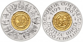 Gold der Habsburger Erblande und Österreichs, Österreich, 2. Republik, seit 1945
1000 Schilling Gold/Silber (Bi-Metall) 1994. 800 Jahre Münze Wien. 1...